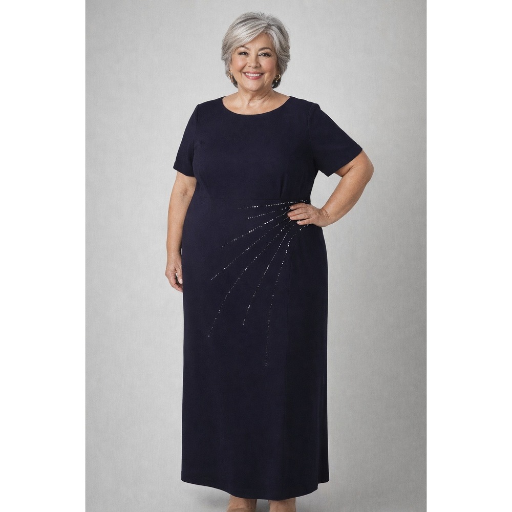 Vintage Elisabeth by Liz Claiborne Black Plus Size Sequin Sunburst Formal Dress